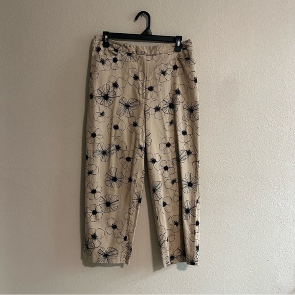 Nordstrom Floral Print Khaki Cropped Trousers